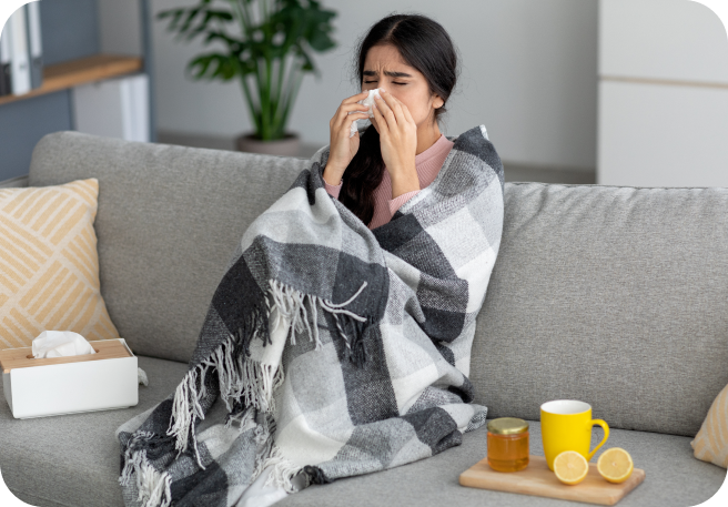 Frau mit Erkältung Frau mit Erkältung